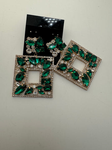 Emerald Green Square Earrings