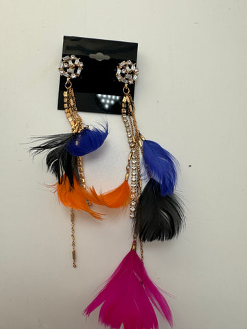 Multicolored Feather Earrings