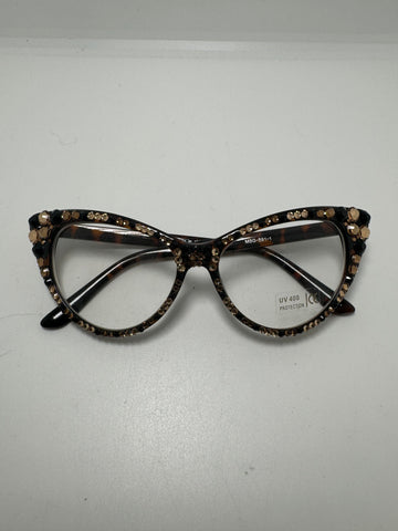 Bedazzled Black and Gold Glasses