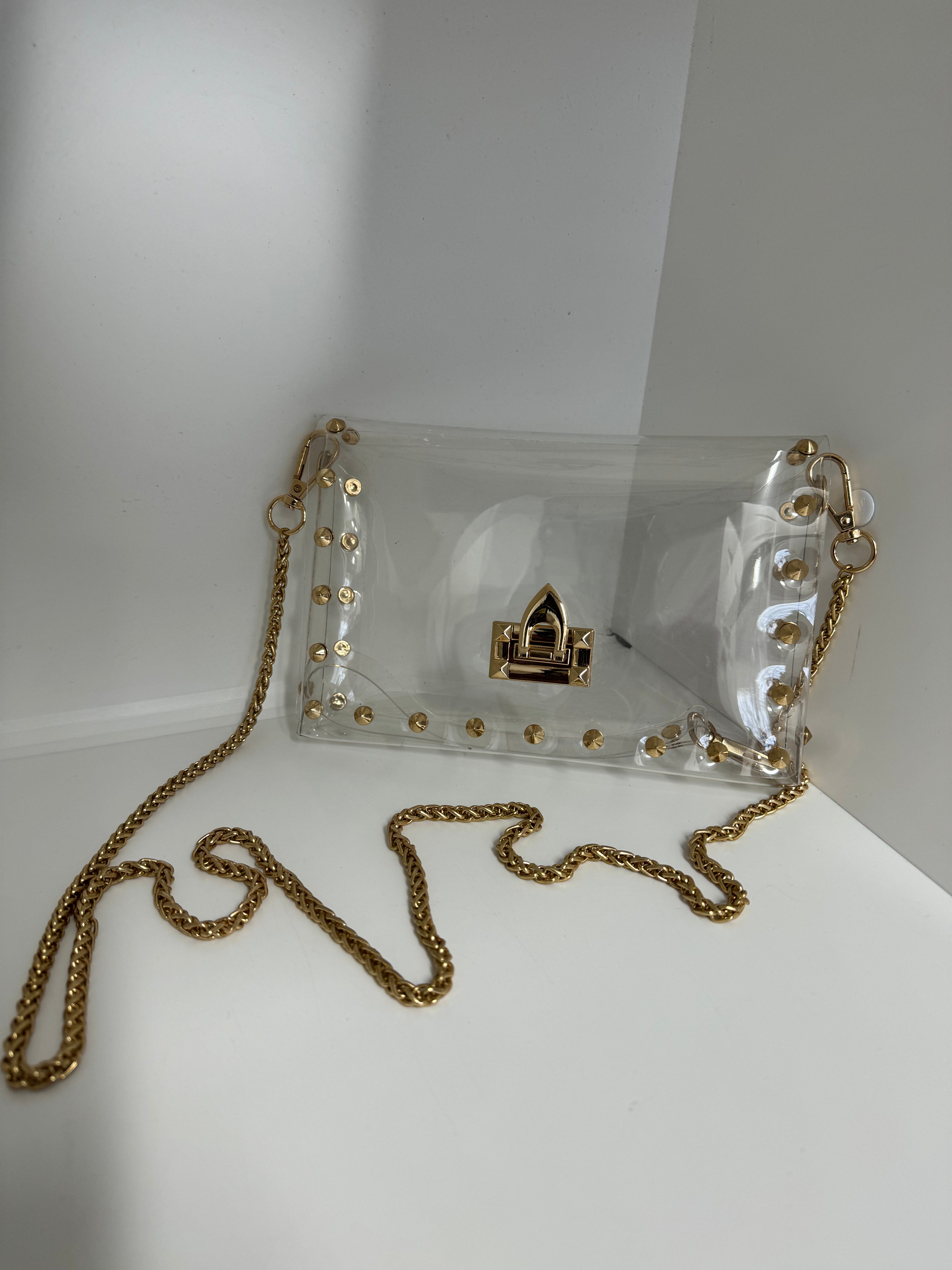 Clear Cross body with Gold Accents